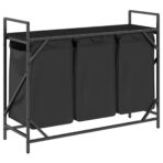 Wäschekorb 3 Fächer mit Ablage Schwarz Eichen-Optik – Bild 8