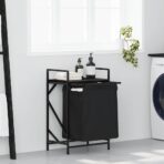 Wäschekorb 1 Fach mit Ablage Schwarz Eichen-Optik