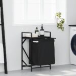 Wäschekorb 1 Fach mit Ablage Schwarz Eichen-Optik