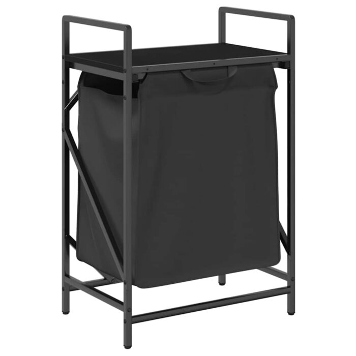 Wäschekorb 1 Fach mit Ablage Schwarz Eichen-Optik – Bild 2