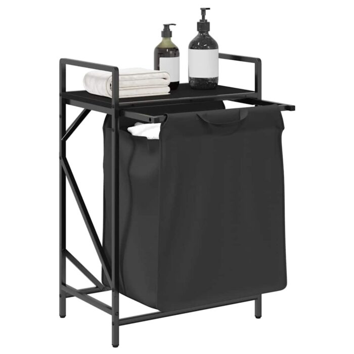 Wäschekorb 1 Fach mit Ablage Schwarz Eichen-Optik – Bild 4