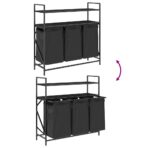 Wäschekorb 3 Fächer mit Regalen Schwarze Eiche – Bild 10