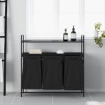 Wäschekorb 3 Fächer mit Regalen Schwarze Eiche – Bild 3