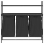 Wäschekorb 3 Fächer mit Regalen Schwarze Eiche – Bild 6