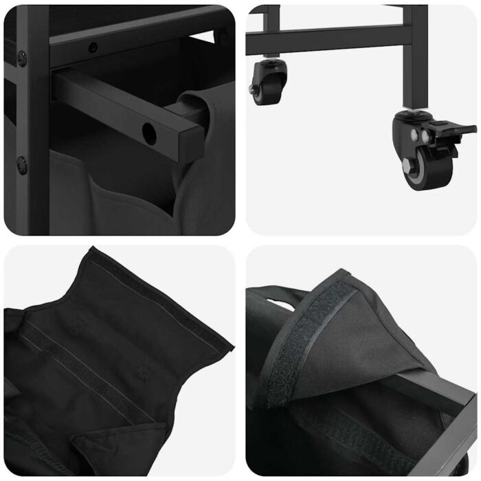 Wäschekorb 3 Fächer mit Rädern Schwarze Eiche – Bild 10