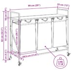 Wäschekorb 3 Fächer mit Rädern Schwarze Eiche – Bild 13
