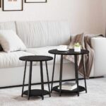 Beistelltisch-Set mit Regal 2 pcs Schwarz Eichen-Optik