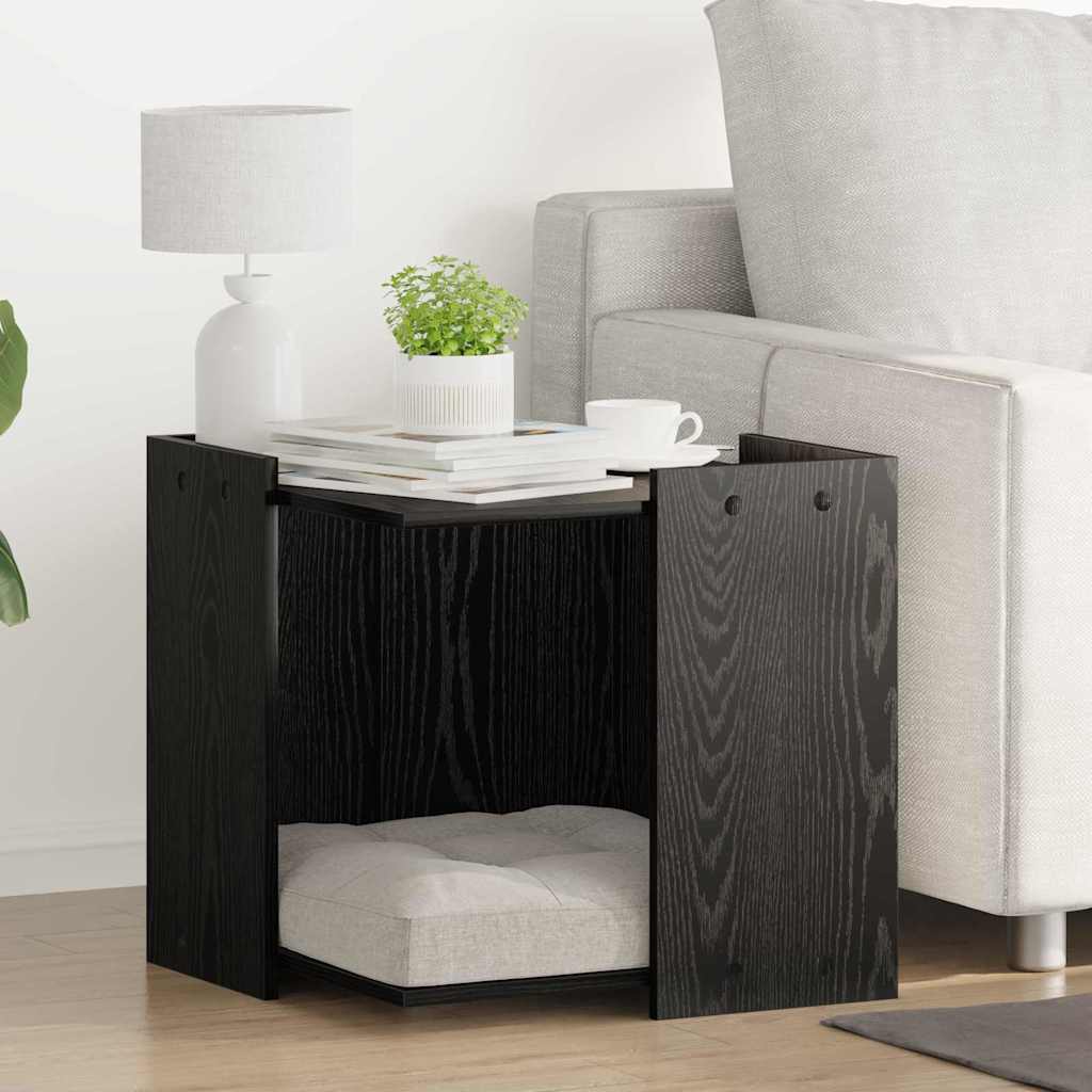 884069_1.jpg Katzenstreu Box Umzäunung Schwarz Eichen-Optik – Bild 1