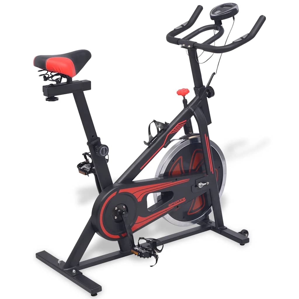 91190_1.jpg Heimtrainer mit Pulsmesser Schwarz und Rot – Bild 1