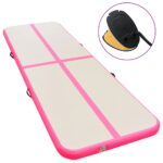 Aufblasbare Gymnastikmatte mit Pumpe 300×100×10 cm PVC Rosa