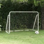 Fussballtor mit Netz Weiss 180x90x120 cm Stahl
