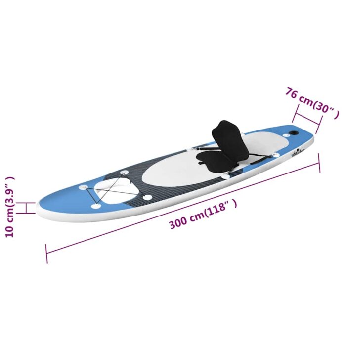 SUP-Board-Set Aufblasbar Blau 300x76x10 cm – Bild 12