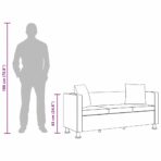 Sofa 3-Sitzer Kunstleder Schwarz – Bild 10