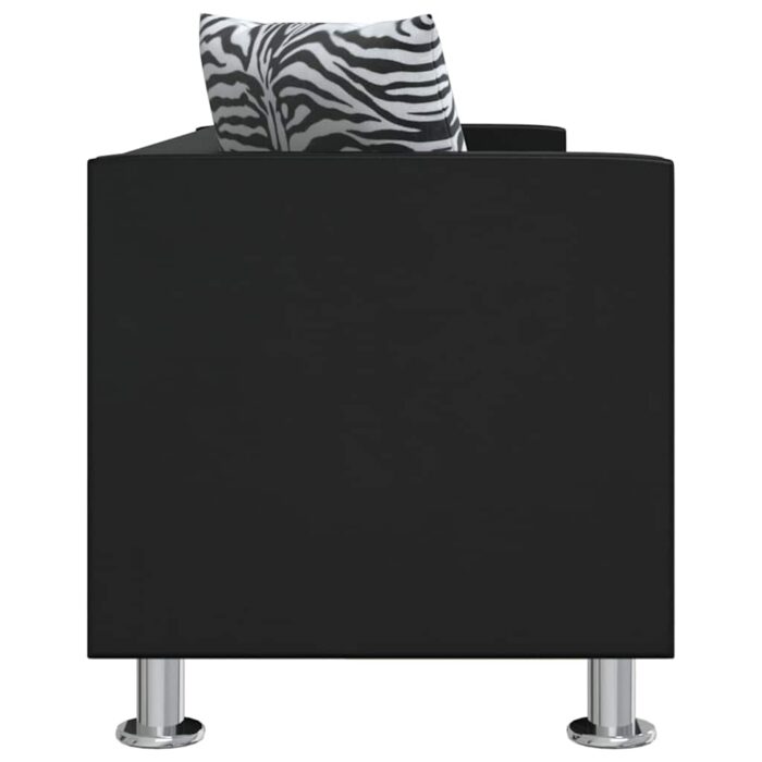 Sofa 3-Sitzer Kunstleder Schwarz – Bild 4