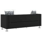 Sofa 3-Sitzer Kunstleder Schwarz – Bild 5