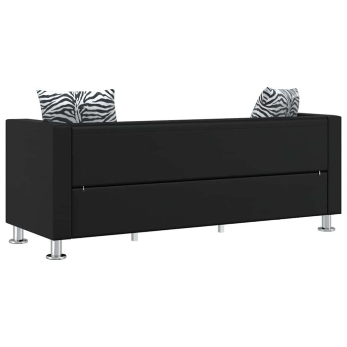 Sofa 3-Sitzer Kunstleder Schwarz – Bild 5