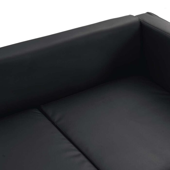 Sofa 3-Sitzer Kunstleder Schwarz – Bild 6