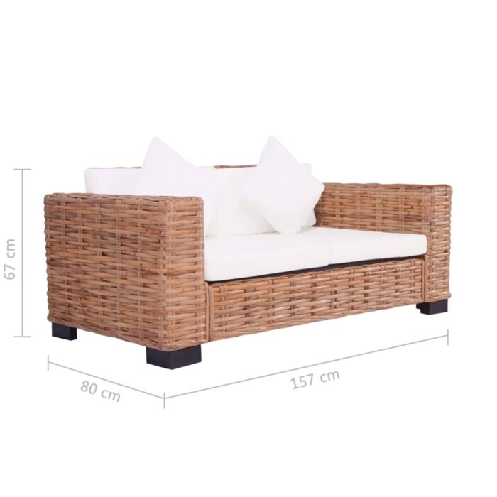 2-Sitzer-Sofa Natürliches Rattan – Bild 6