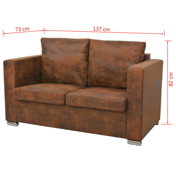 Sofa 2-Sitzer 137x73x82 cm Wildleder-Optik – Bild 5