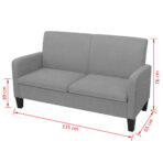 2-Sitzersofa 135 x 65 x76 cm Hellgrau – Bild 4