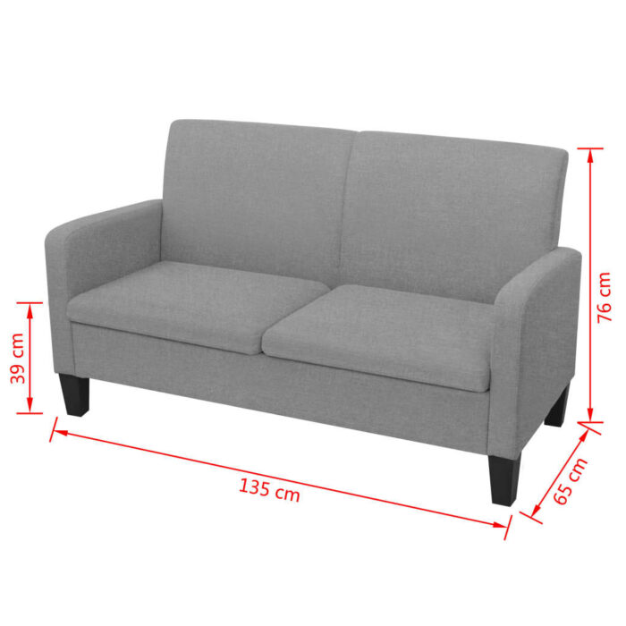 2-Sitzersofa 135 x 65 x76 cm Hellgrau – Bild 4