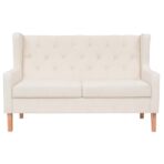 2-Sitzer Sofa Stoff Cremeweiss – Bild 2