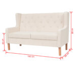 2-Sitzer Sofa Stoff Cremeweiss – Bild 7