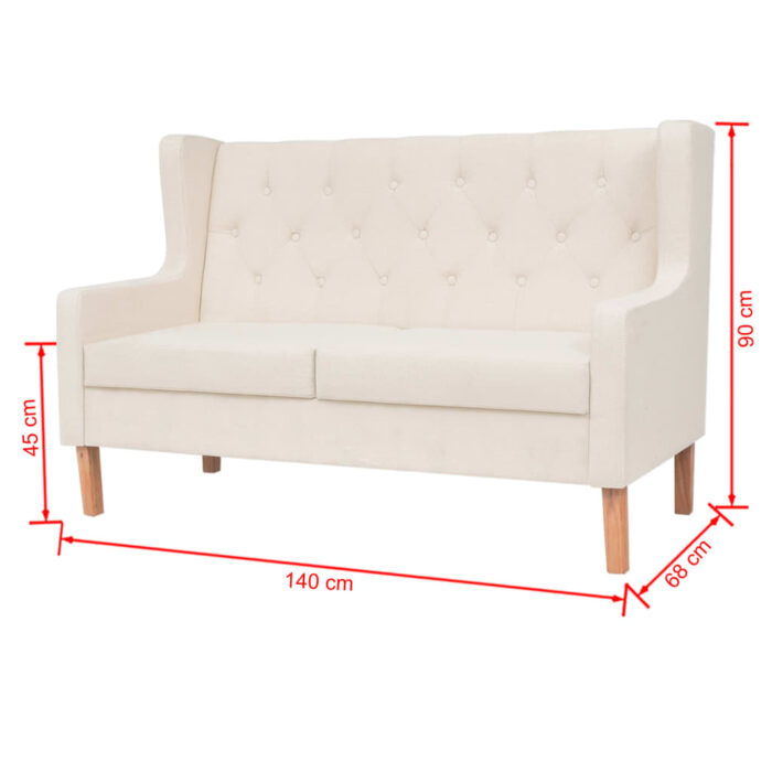 2-Sitzer Sofa Stoff Cremeweiss – Bild 7