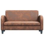 Sofa 2-Sitzer Wildleder-Optik Braun – Bild 2
