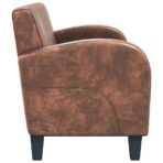 Sofa 2-Sitzer Wildleder-Optik Braun – Bild 3