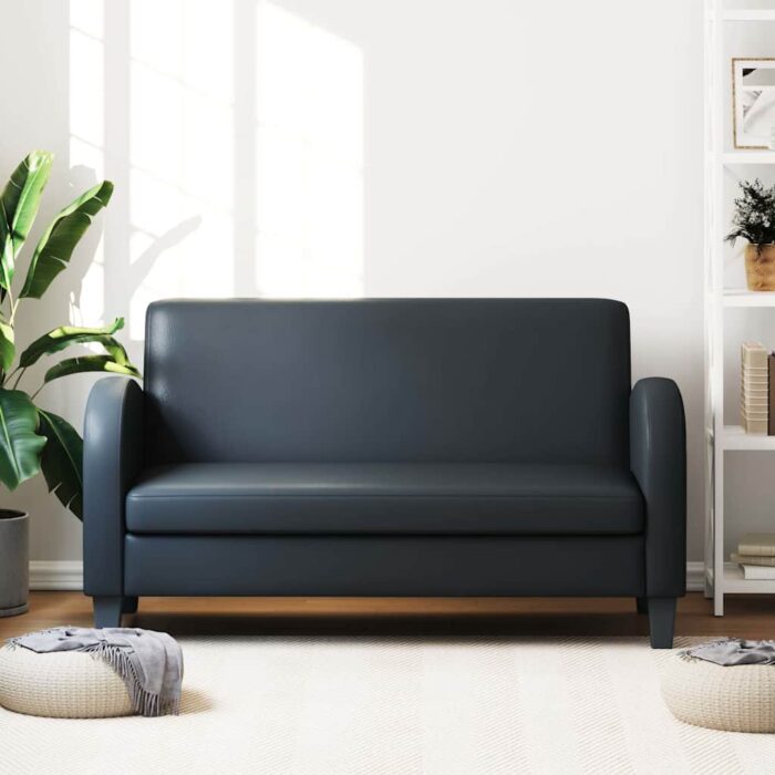 Sofa 2-Sitzer Kunstleder Schwarz – Bild 2