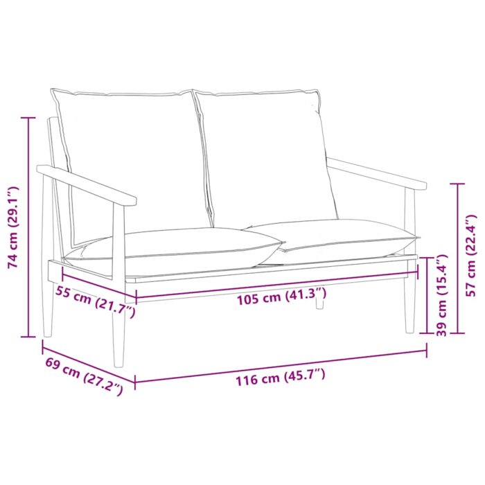 2-Sitzer-Sofa Echtleder Akazienholz Braun – Bild 13