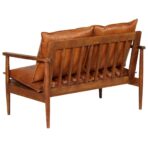 2-Sitzer-Sofa Echtleder Akazienholz Braun – Bild 5