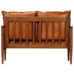 2-Sitzer-Sofa Echtleder Akazienholz Braun – Bild 6