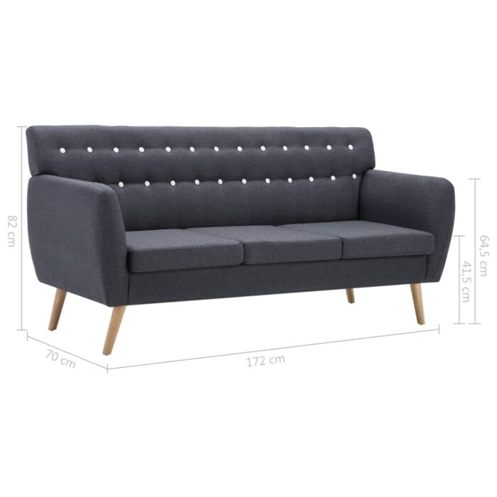 3-Sitzer-Sofa Stoff 172x70x82 cm Dunkelgrau – Bild 8