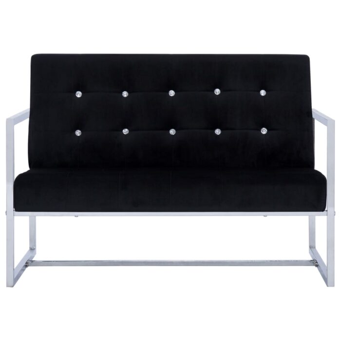 2-Sitzer-Sofa mit Armlehnen Schwarz Chrom und Samt – Bild 3