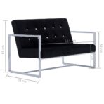 2-Sitzer-Sofa mit Armlehnen Schwarz Chrom und Samt – Bild 8