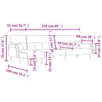 Schlafsofa in L-Form Hellgrau 271x140x70 cm Samt – Bild 11