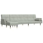 Schlafsofa in L-Form Hellgrau 271x140x70 cm Samt – Bild 2