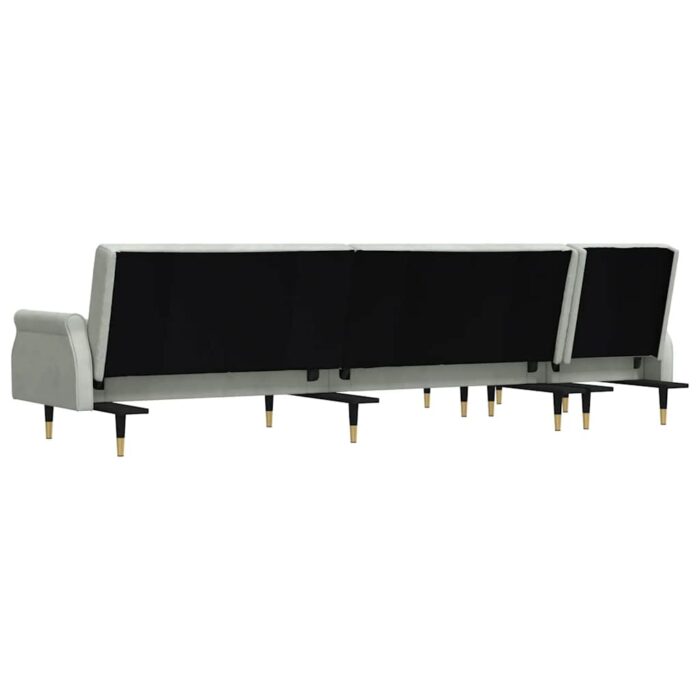 Schlafsofa in L-Form Hellgrau 271x140x70 cm Samt – Bild 5