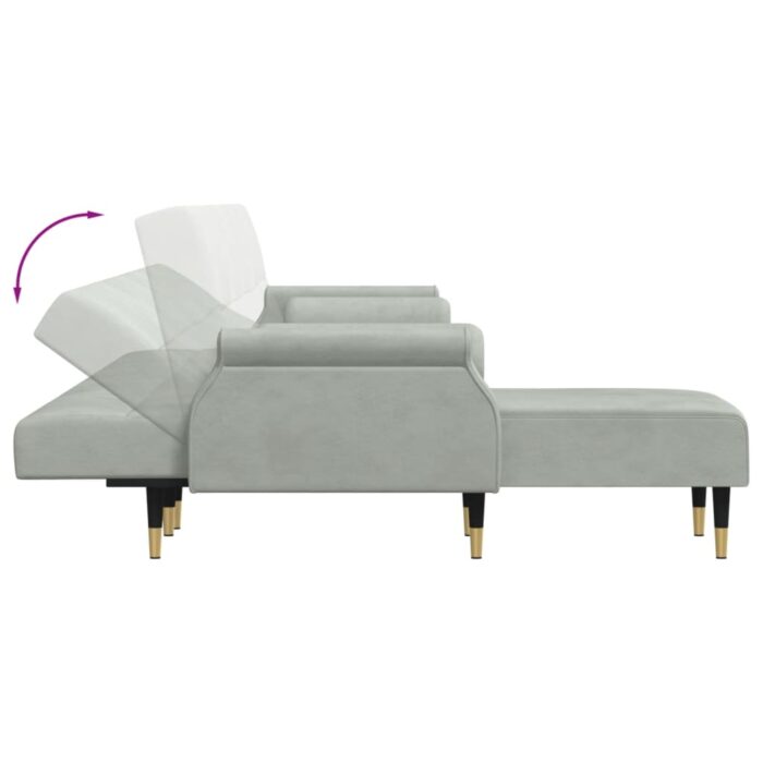 Schlafsofa in L-Form Hellgrau 271x140x70 cm Samt – Bild 6