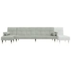 Schlafsofa in L-Form Hellgrau 271x140x70 cm Samt – Bild 7