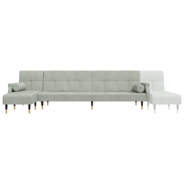 Schlafsofa in L-Form Hellgrau 271x140x70 cm Samt – Bild 7