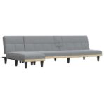 Schlafsofa in L-Form Dunkelgrau 255x140x70 cm Stoff – Bild 2
