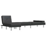 Schlafsofa in L-Form Schwarz 255x140x70 cm Kunstleder – Bild 5
