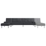 Schlafsofa in L-Form Schwarz 255x140x70 cm Kunstleder – Bild 8