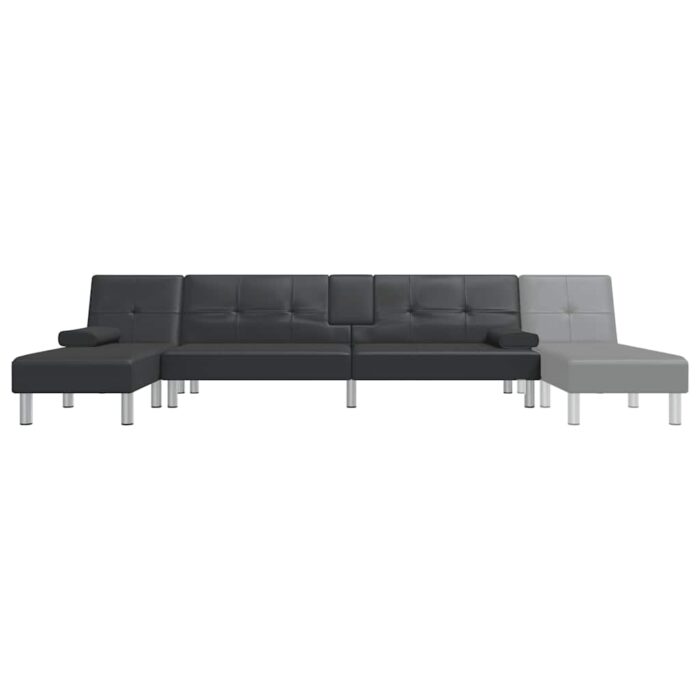 Schlafsofa in L-Form Schwarz 255x140x70 cm Kunstleder – Bild 8