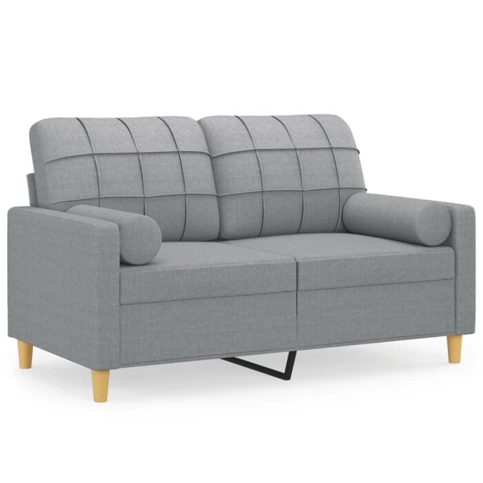 2-Sitzer-Sofa mit Zierkissen Hellgrau 120 cm Stoff – Bild 2