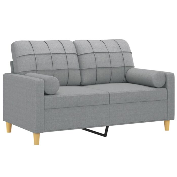 2-Sitzer-Sofa mit Zierkissen Hellgrau 120 cm Stoff – Bild 3