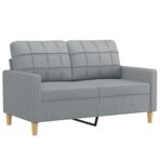 2-Sitzer-Sofa mit Zierkissen Hellgrau 120 cm Stoff – Bild 4